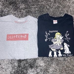 Grey supreme long sleeve and black short sleeve